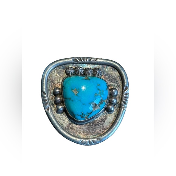 Vintage Navajo Sterling silver 925 Turquoise BOLO clip handmade Southwestern - Picture 1 of 6